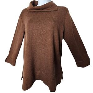 Vtg Talbots Silk Cashmere Sweater M Brown Funnel Neck Quiet Luxury Old Money